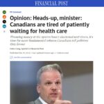 FINANCIAL POST COLUMN: Heads-up, minister: Canadians are tired of patiently waiting for health care
