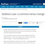 WINNIPEG FREE PRESS COLUMN: Debbie’s Law: a common-sense change