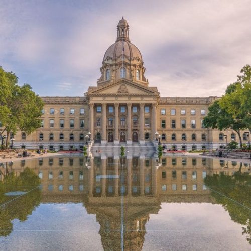 Alberta Legislature Building in the autumn evening. Edmonton. Alberta. Canada.