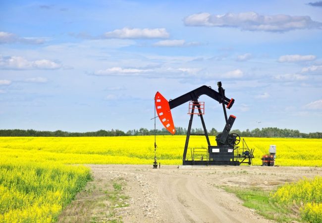 Oil pumpjack unit in Saskatchewan, Canada